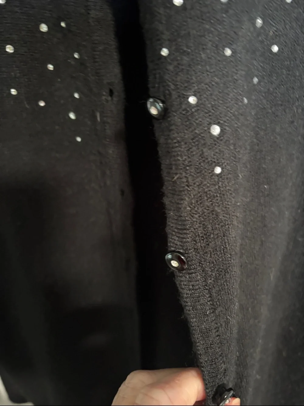 Debbie Morgan Black Embellished Button-Front Cardigan